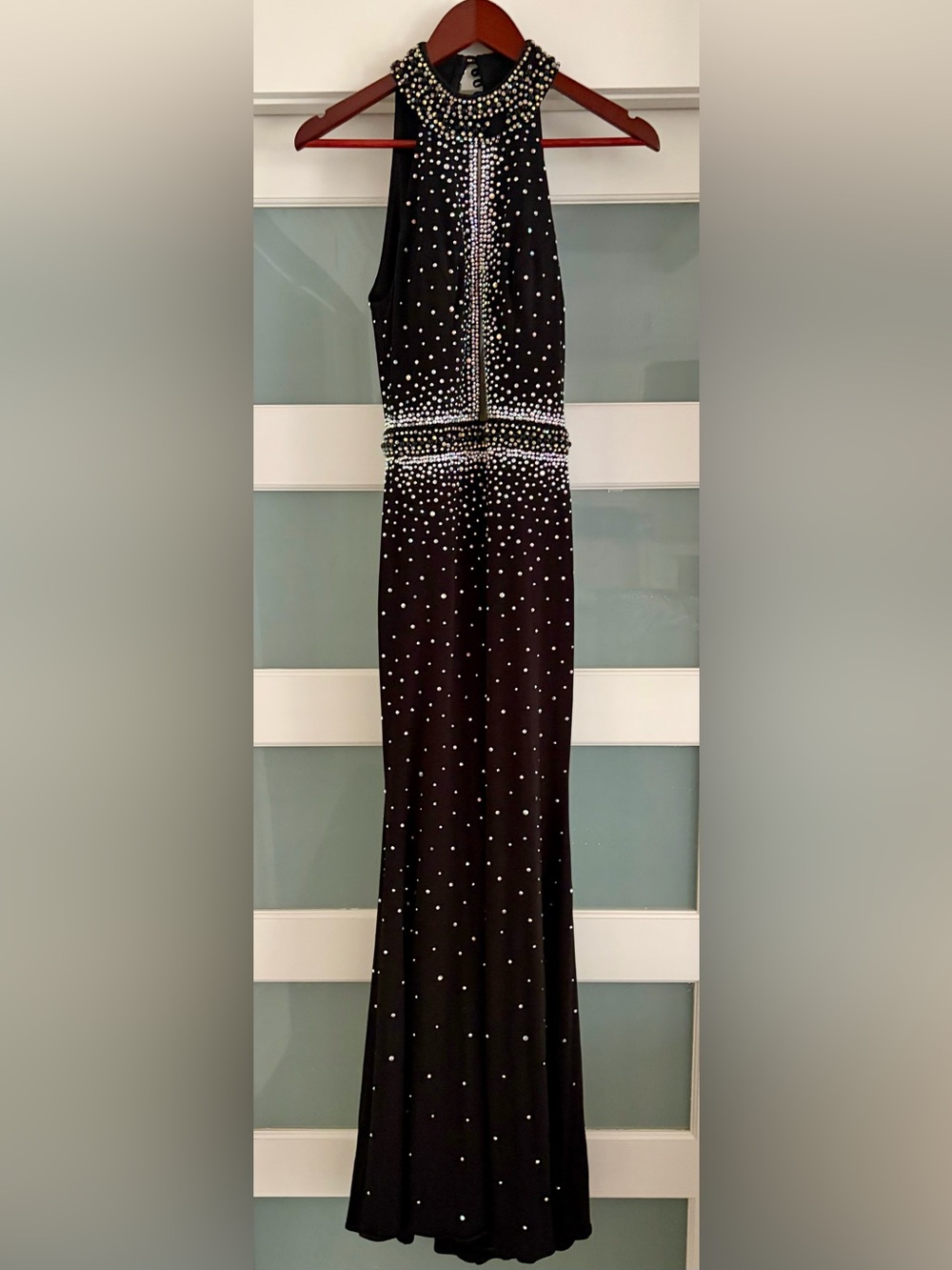Jovani Black Prom/Formal Maxi Dress with Crystal Embellishments